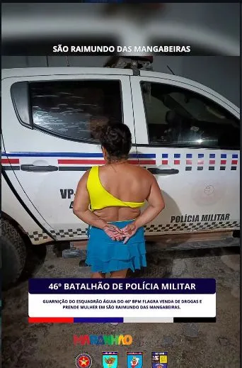 Polícia Militar prende mulher em Mangabeiras por tráfico de drogas