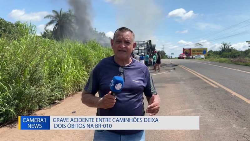 Carolina: numa colisão na BR, 2 caminhões explodem e os motoristas morrem carbonizados. Imagens registram o fogo.