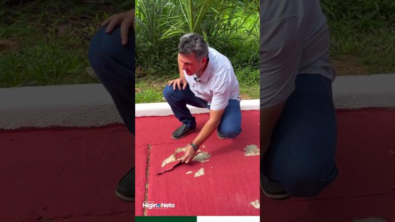 Parque Centenário: vereador Higino fiscaliza reforma que dura 2 meses e constata que o material é de péssima qualidade